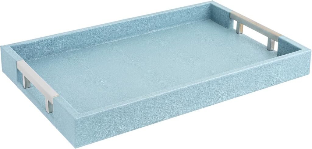 Baby Blue/Silver faux leather serving tray