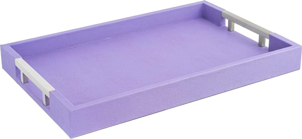 Lavender/Silver faux leather serving tray
